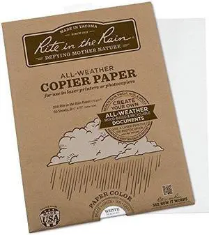 RITE IN THE RAIN 8511-50 Laser Paper,8-1/2" x 11" Sheet Sz,PK50