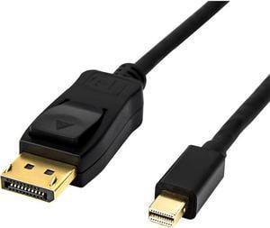 Rocstor Y10C165-B1 6Ft Mini DisplayPort Male to DisplayPort 1.2 Male Cable M/M - Supports up to 4Kx2K@60Hz, (3860 x 2160) @ 60Hz - Gold Plated - Black