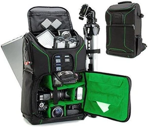 Digital SLR Camera Backpack (Green) with 15.6" Laptop Compartment by USA Gear features Padded Custom Dividers , Tripod Holder , Rain Cover and Storage for DSLR Cameras by Nikon , Canon , Sony Digital SLR Camera Backpack (Green) with 15.6" Laptop Compartment by USA Gear features Padded Custom Dividers , Tripod Holder , Rain Cover and Storage for DSLR Cameras by Nikon , Canon , Sony