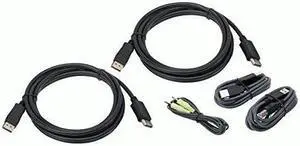 IOGEAR G2L9203UTAA3 10 ft. Dual View DisplayPort, USB KVM Cable Kit with Audio (TAA)
