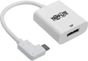 Tripp Lite U444-06N-DP-RA Right-Angle USB-C to DisplayPort Adapter, M/F, White - 6" DisplayPort/Thunderbolt 3 A/V Cable for Ultrabook, Monitor, Workstation, Tablet, Smartphone, Projector, Chromeb