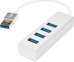 Rocstor 6" Portable 4 Port SuperSpeed Mini USB 3.0 Hub - Aluminum Silver