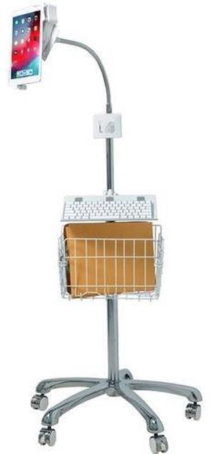 CTA Digital PAD-HFSVU Gooseneck Floor Stand with VESA Plate and Storage Basket