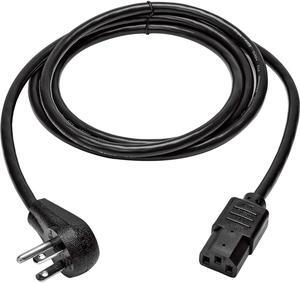 Tripp Lite Model P006-006-15D 6 ft. Desktop Computer AC Power Cord, Right-Angle NEMA 5-15P to C13 - 10A, 125V, 18 AWG, 6 ft. Black