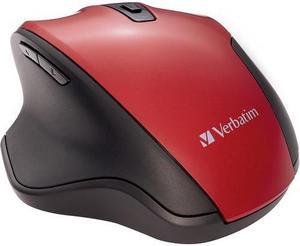 Verbatim Silent Ergonomic Wireless Blue LED Mouse Red 70243