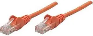 Intellinet Network Cable, Cat5e, UTP, RJ45 Male / RJ45 Male, 0.15 m (0.5 ft.), Orange