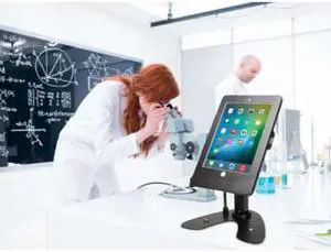 CTA Dual Security Kiosk Stand with Locking Case/Cable for 10.2" iPad - Black