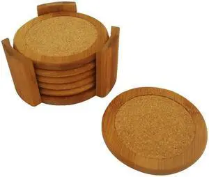 Home Basics Coaster Set, Bamboo