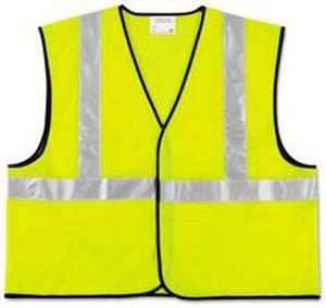 Crews VCL2SLXL Class 2 Safety Vest, Fluorescent Lime w/Silver Stripe, Polyester, XL