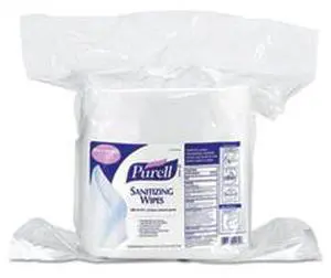 Gojo 911802 Sanitizing Wipes, 6 x 8, White, 1200/Refill Pouch, 2/Carton