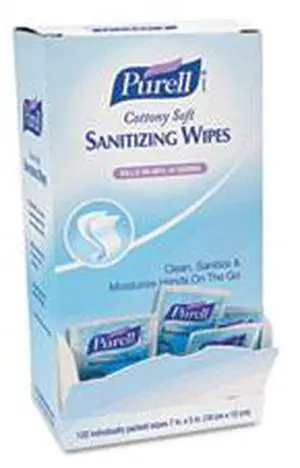 9027-12 GOJO 5" X 7" 120 Count Self-Dispensing Display Box PURELL Sanitizing Hand Wipes