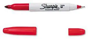 Twin Tip Permanent Marker,  Red,  Marker Tip Combination Ultra Fine/Fine,  PK 12