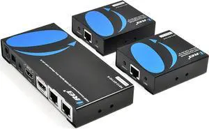 OREI 1X2 HDMI Extender Splitter Over Single CAT6/7 Cable Uncompressed 1080P With IR Remote EDID - Up to 132 Ft - Loop Out - Low Latency - 1 Input 2 Output