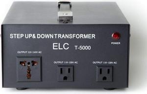 ELC T-5000+ 5000-Watt Voltage Converter Transformer - Step Up/Down - 110V/220V - Circuit Breaker Protection Heavy Duty / High Quality