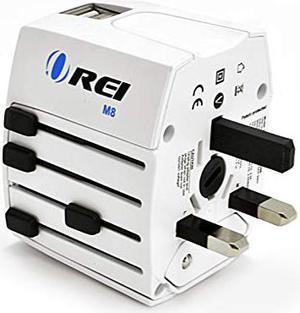 Universal Travel Adapter OREI All In One International Power Adapter with 2.4A Dual USB, European Adapter Travel Power Adapter Wall Charger for UK, EU, AU, Asia Covers 150+ Countries