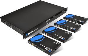 6X4 4K HDMI Matrix Switcher Extender by OREI - HDBaseT UltraHD 4K @ 60Hz 4:4:4 Over Single CAT5e/6/7 Cable with HDR, IR Control, RS-232 - Up to 132 Ft 2 Loop Out 4 Receivers Audio Extractor