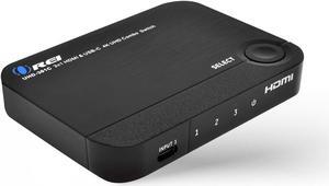 4K 3 Port 3x1 HDMI Switch by OREI, 2 HDMI + USB-C Input Connect Laptop, PC, Computers, Phones, Gaming, Streaming Devices on One Display TV Monitor - UltraHD HDCP 2.0
