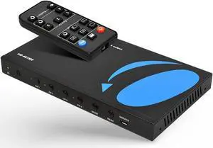 Quad Multi HDMI Viewer 4 in 1 out by OREI HDMI Switcher 4 Ports Seamless Switcher and IR Remote Support 1080P for PS4/PC/DVD/Security Camera, HDMI Switch VGA Output - HD-401MV