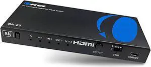 OREI 8K UltraHD 2 X 2 HDMI Splitter, 2 Input 2 Output Splitter Supports Up to 4K@120Hz, Dolby Vision, HDCP 2.3 Auto EDID Management - (BK-22)