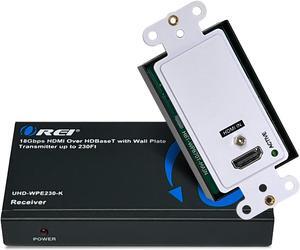 OREI 4K Wall Plate HDMI Extender Over CAT 6/7 Upto 230 Feet With HDBaseT (UHD-WPE230-K)