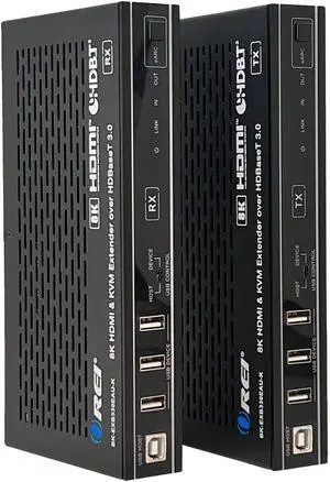 OREI 8K HDMI & KVM Extender Over HDBaseT 3.0 Up To 330 Feet (BK-EXB330EAU-K)