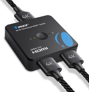 HDMI Switch 4K HDMI Splitter by OREI - 2x1 Bi Directional - 4:4:4 8-bit - HDMI 2.0, HDCP 2.2, 18 Gbps, 4K @ 60Hz HDMI UltaHD High Resolution Switch Between 2 Inputs or Toggle Displays (UHDS-212)
