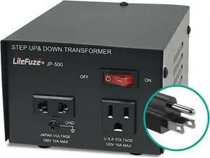LiteFuze JP-500 Heavy Duty Step Up & Down Transformer Voltage Converter Japanese and US (JP-500)
