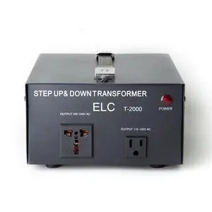 ELC T-2000 2000-Watt Voltage Converter Transformer w/ Circuit Breaker Protection