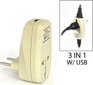 OREI 3 in 1 Switzerland Travel Adapter Plug with USB and Surge Protection  Grounded Type J  Swizterland  More