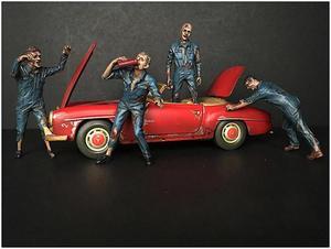 Zombie Mechanics 4 Piece Figurine Set "Got Zombies??" for 1/24 Scale Models by American Diorama