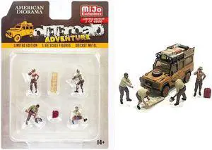 "Off-Road Adventure" 6 piece Diecast Set (4 Male Figurines and 2 Accessories) Limited Edition to 4800 pieces Worldwide for 1/64 Scale Models by American Diorama