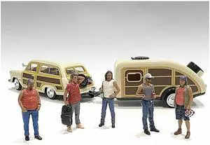 "Campers" 5 piece Figure Set for 1/18 Scale Models by American Diorama