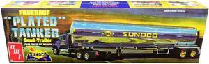 Skill 3 Model Kit Fruehauf Plated Tanker Semi-Trailer "Sunoco" 1/25 Scale Model by AMT