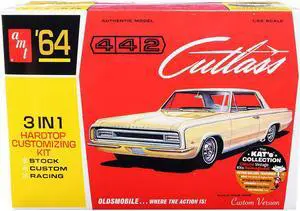 Skill 2 Model Kit 1964 Oldsmobile Cutlass 442 Hardtop 3-in-1 Kit 1/25 Scale Model by AMT