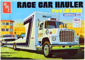 Skill 3 Model Kit Ford LN 8000 Race Car Hauler Louisville Line 1/25 Scale Model by AMT