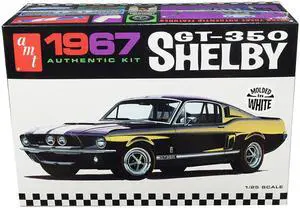 Skill 2 Model Kit 1967 Ford Mustang Shelby GT350 White 1/25 Scale Model by AMT