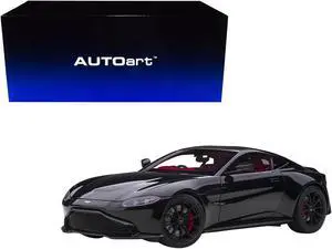 2019 Aston Martin Vantage RHD (Right Hand Drive) Jet Black with Red Interior 1/18 Model Car by Autoart