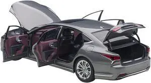 Lexus LS500h Manganese Luster Gray Metallic with Crimson and Black Interior 1/18 Model Car by Autoart