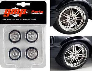 Custom SVT 7-Spoke Wheel & Tire Set of 4 pieces from "1990 Ford Mustang 5.0 Custom" 1/18 Scale Model by GMP