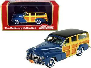 1948 Chevrolet Fleetmaster Woodie Station Wagon Como Blue with Black Top Limited Edition to 240 pieces Worldwide 1/43 Model Car by Goldvarg Collection