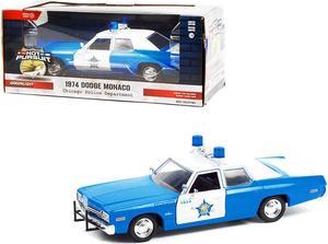 1974 Dodge Monaco Blue and White CPD "Chicago Police Department" (Illinois) "Hot Pursuit" Series 1/24 Diecast Model Car by Greenlight