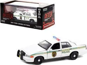 2001 Ford Crown Victoria Police Interceptor White "Miami Metro Police Department" "Dexter" (2006-2013) TV Series 1/43 Diecast Model Car by Greenlight