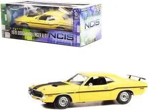 1970 Dodge Challenger R/T Yellow with Matt Black Stripes "NCIS" (2003) TV Series 1/18 Diecast Model Car by Greenlight
