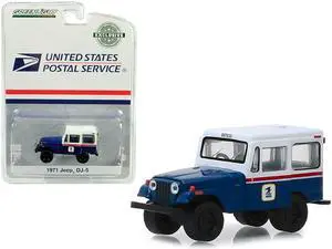 1971 Jeep DJ-5 Blue and White "United States Postal Service" (USPS) "Hobby Exclusive" 1/64 Diecast Model Car by Greenlight