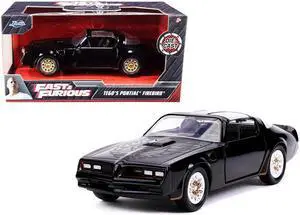 Tego's Pontiac Firebird Black with Gold Stripes and Hood Bird "Fast & Furious" Series 1/32 Diecast Model Car by Jada