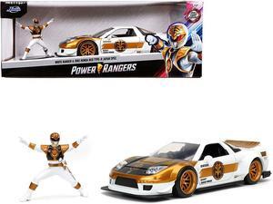 2002 Honda NSX Type-R Japan Spec RHD (Right Hand Drive) and White Ranger Diecast Figurine "Power Rangers" 1/24 Diecast Model Car by Jada