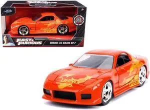 Orange Julius' Mazda RX-7 Orange Metallic with Graphics "Fast & Furious" Series 1/32 Diecast Model Car by Jada