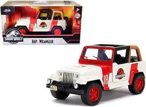 Jeep Wrangler #18 "Jurassic Park" Red and Beige "Jurassic World" 1/32 Diecast Model Car by Jada
