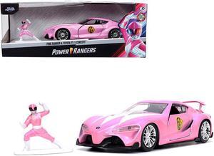 Toyota FT-1 Concept Pink Metallic and Pink Ranger Diecast Figurine "Power Rangers" "Hollywood Rides" Series 1/32 Diecast Model Car by Jada