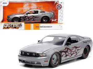 2010 Ford Mustang GT Gray Metallic with Flames "Ford Motor Company" "Bigtime Muscle" Series 1/24 Diecast Model Car by Jada